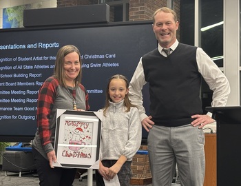 Principal, Robyn Robinson, 4th grader, Lillyanna Terry, and Superintendent, Tim Reeves