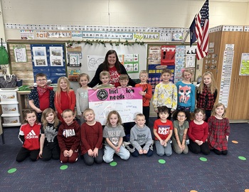 Students in Mrs. Wright's classroom rocking their red attire