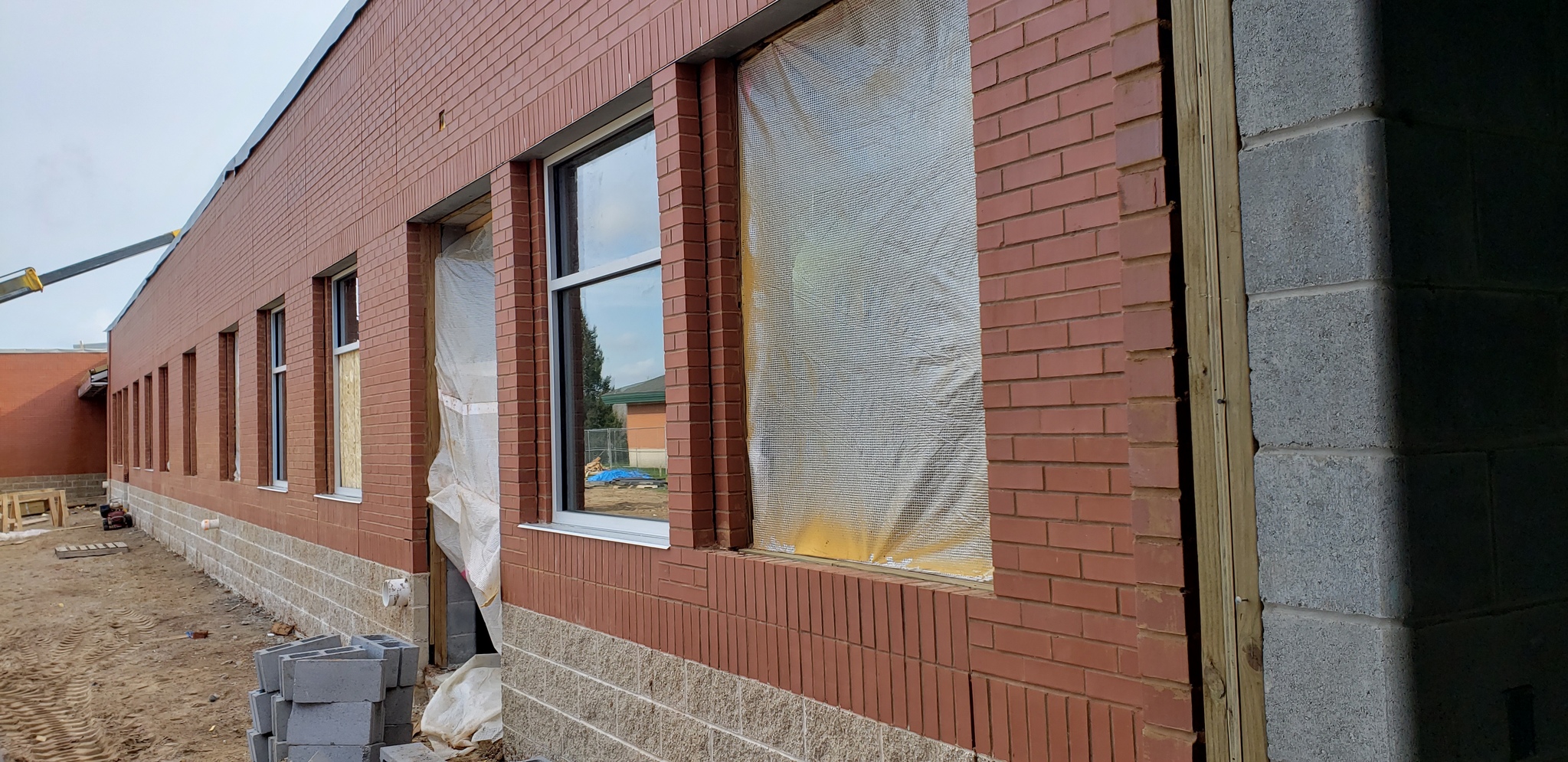 brickwork and new windows of middle school wing