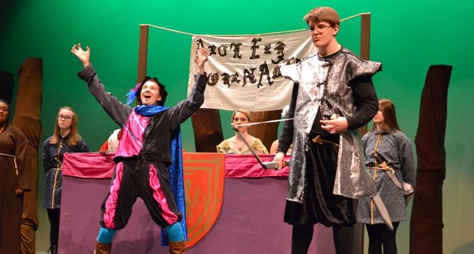 photo of theater students performing the play "Robin Hood."