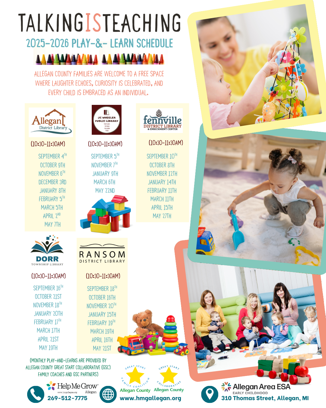 25-26 Play & Learn dates & locations