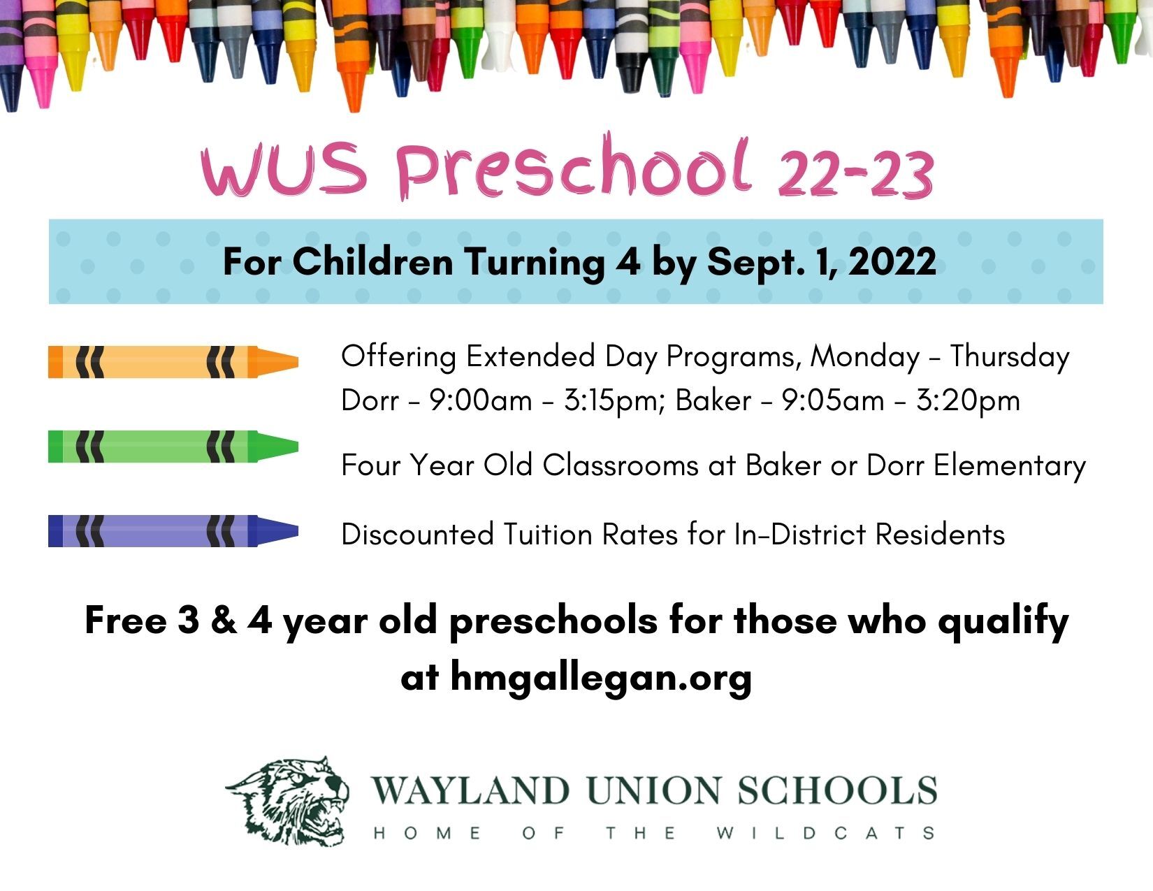 Preschool Early Childhood Departments Wayland Union Schools